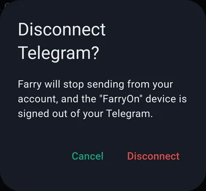 Disconnect Telegram? dialog